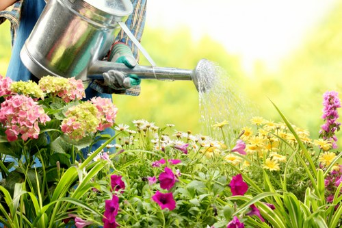Landscaper discussing a service issue with a client